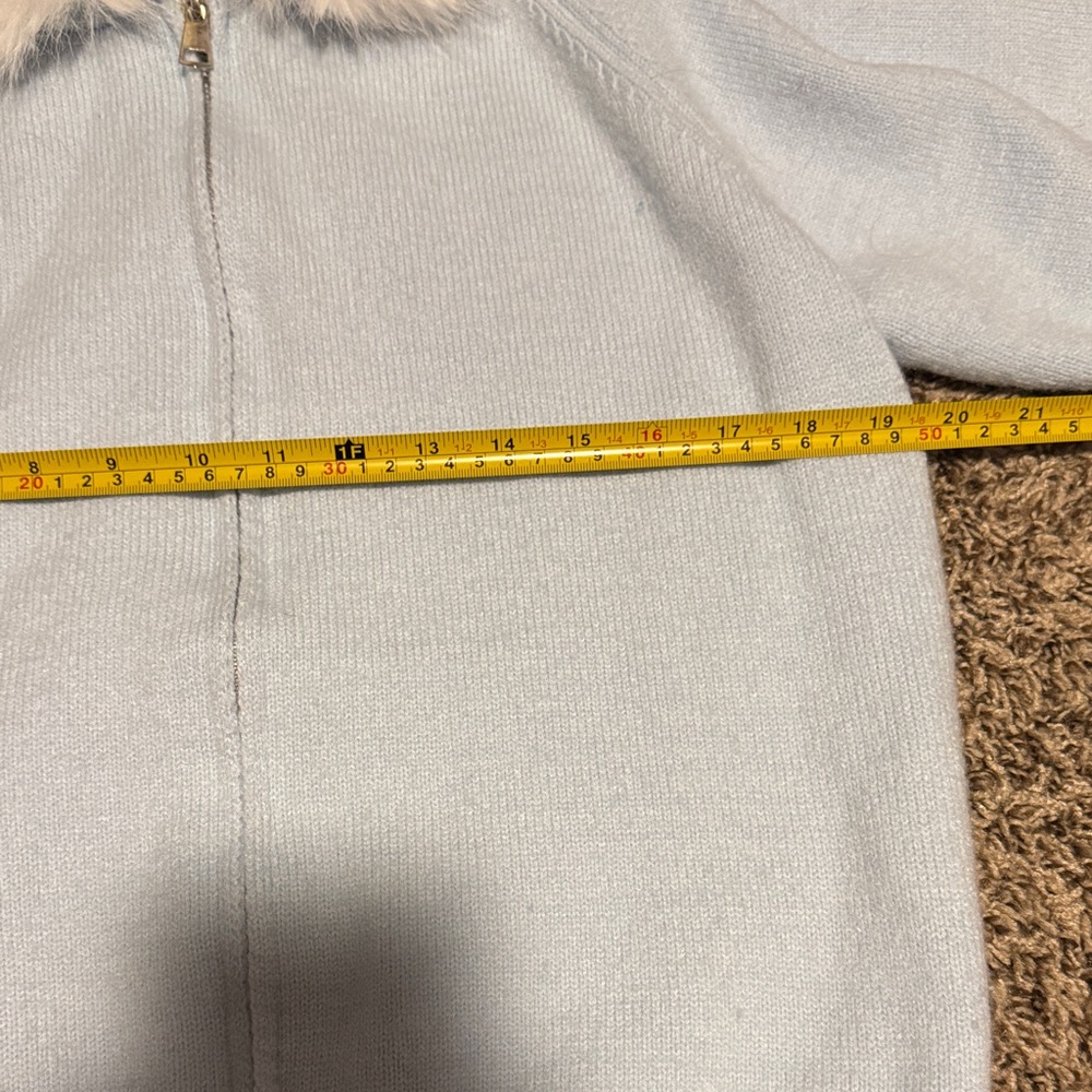 Light Blue Jacket with Faux Fur Hood - Picture 2 of 5